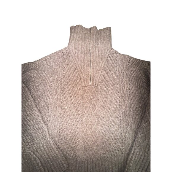 Cable Knit Half-Zip Sweater Womens 1X Sincerely Jules Tan Ribbed Y2k Chunky Cute - Picture 3 of 7